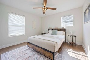 4 bedrooms, iron/ironing board, travel cot, WiFi