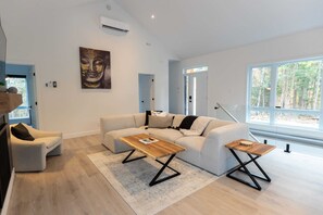 TV, fireplace, table football