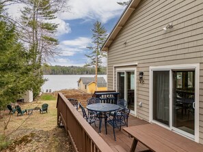 Outdoor dining - Lake Front Cabin on Desirable Highland Lake (Bridgton)