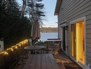Outdoor dining - Cozy pet-friendly lakefront retreat in tranquil Bridgton.  (Bridgton)