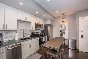 Fridge, microwave, oven, stovetop - Luxury Mt. Adams Retreat Apt 1 (Cincinnati)