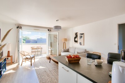 Pléneuf Val André town centre, flat for 4