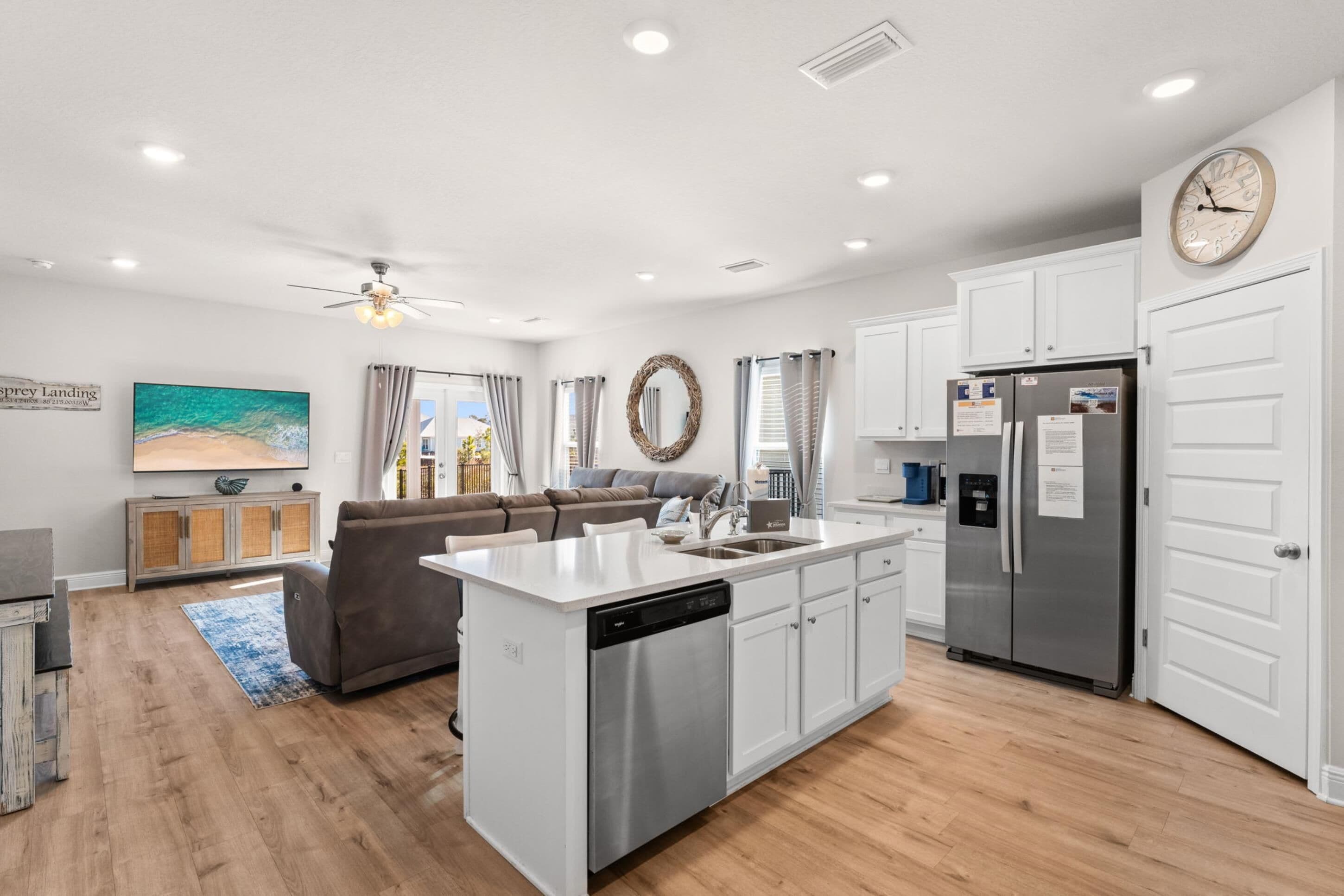 Pet Friendly Beach House - Osprey Landing | Private kitchen | Full-size fridge, microwave, oven, stovetop