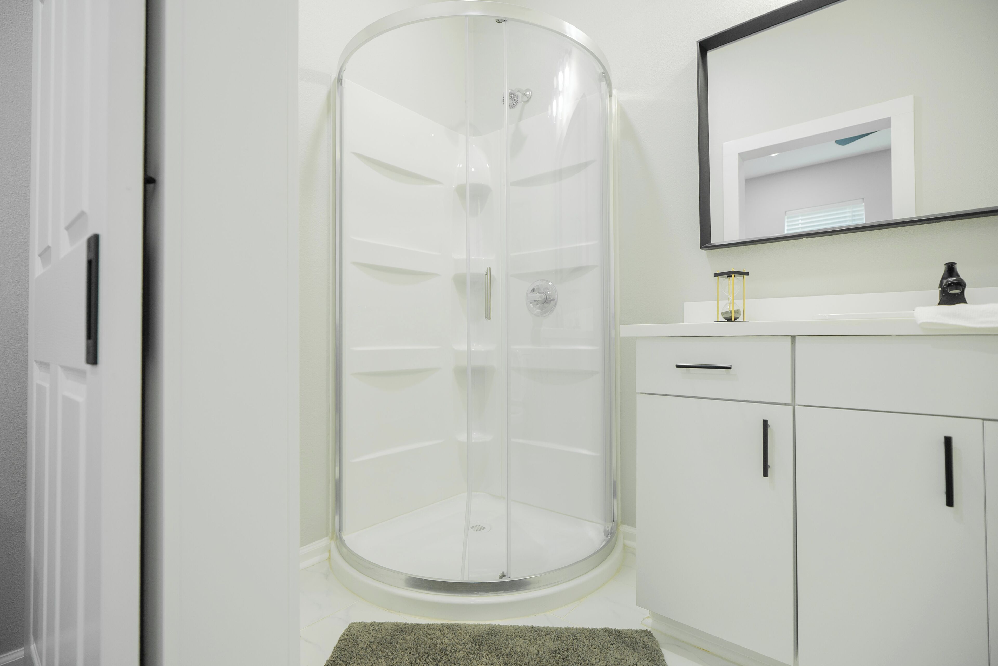 Shower, towels, toilet paper