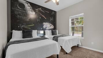 5 bedrooms, iron/ironing board, travel cot, WiFi