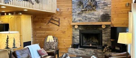 Smart TV, fireplace, video games, books