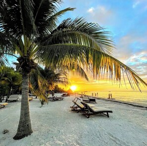 Chaises longues, serviettes de plage