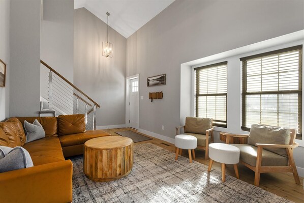 TV connectée, cheminée, livres