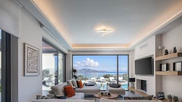 Villa Exclusive, 4 chambres, vue mer | Coin séjour