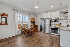 Fridge, microwave, oven, dishwasher