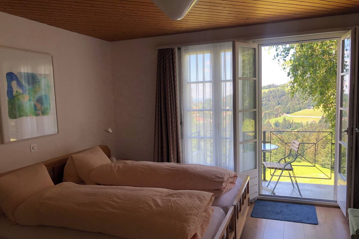 Habitación doble superior, vistas a la colina | Edredones de plumas, escritorio, espacio para trabajar con un portátil