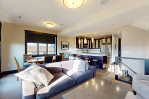 TV, fireplace - Upscale Townhouse w/ Private Hot Tub - Located at Canyons Village Base (Park City)