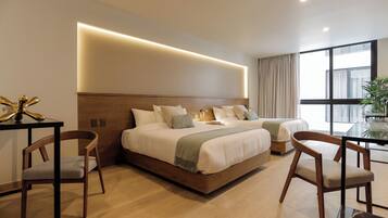 Habitación doble Premium | Caja de seguridad en la habitación, cortinas blackout y insonorización