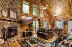Smart TV, fireplace, video games, offices