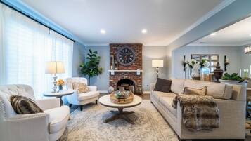 Smart TV, fireplace, video games, printers