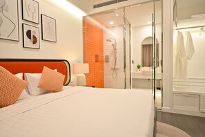Departamento familiar, balcón, vista a la ciudad | Ropa de cama de alta calidad y camas con efecto memoria 