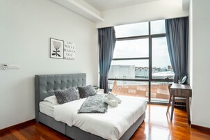 2 bedrooms, blackout curtains, soundproofing, iron/ironing board