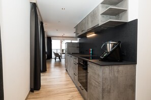 Fridge, oven, stovetop, dishwasher - Apartment "Grauzone Grossarl App. Nr. 4 Shine" with Mountain View, Private Terrace and Wi-Fi (Großarl)