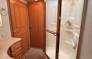 Hair dryer, towels, toilet paper