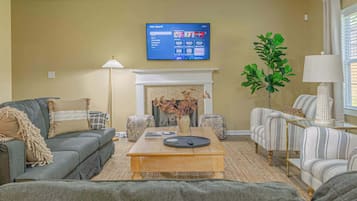 TV, fireplace, offices