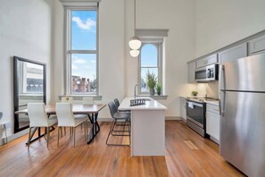 Fridge, microwave, oven, stovetop - Modern Loft with Free Parking | Near Hospitals (Louisville)