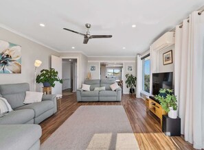 Televisión y chimenea 