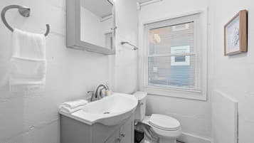 Regadera, secadora de cabello, toallas