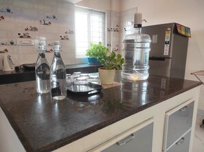 Fridge, microwave, stovetop, electric kettle - The Shine Enclave Penthouse at Manikonda, Hyderabad, Telangana (Hyderabad)