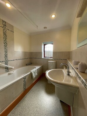 Secador de cabelo, toalhas de banho