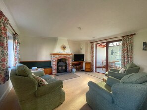 TV, fireplace