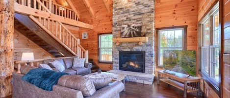 Smart TV, fireplace, table football