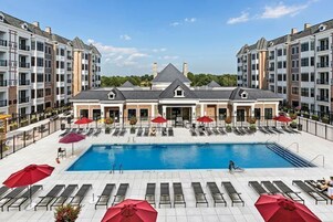 Seasonal outdoor pool, open 9:00 AM to 8:00 PM, free cabanas