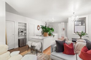 TV, fireplace - Mountain Modern Flat: Ski & Soak (Telluride)