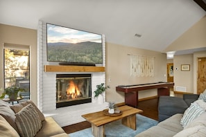 TV, fireplace, video games, table tennis