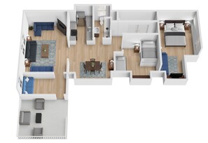 Hide Tide Two-Bedroom Estate | Individuelt innredet, blendingsgardiner og strykejern/-brett