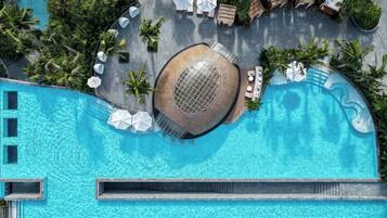 3 albercas al aire libre y camas balinesas gratuitas