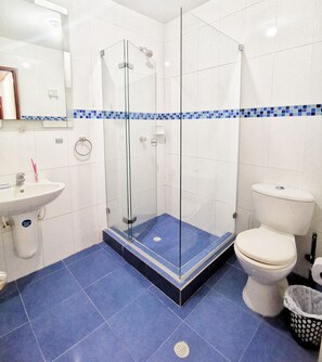 Towels, soap, shampoo, toilet paper