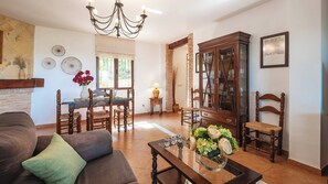 Télévision, cheminée, lecteur de DVD, table de tennis de table