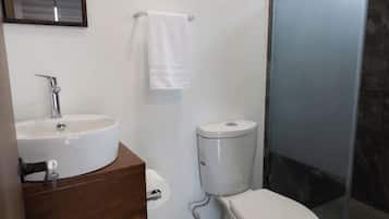 Ducha, toallas, jabón, shampoo