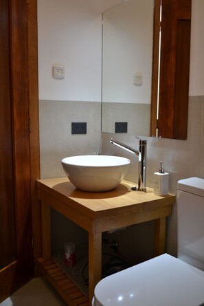 Regadera, secadora de cabello, toallas 