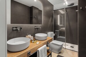 Douche, séchoir à cheveux, serviettes fournies