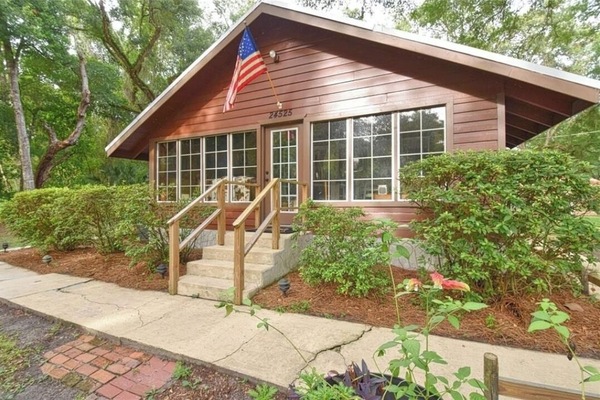 Front of the house. This is the door where you will enter with a key code.