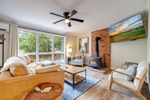 TV, fireplace, offices