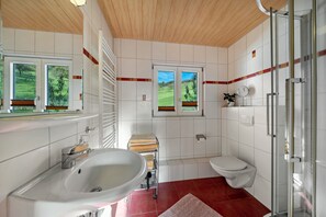 Dusche, Haartrockner, Handtücher
