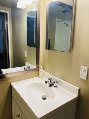 Séchoir à cheveux, serviettes fournies, savon, shampooing