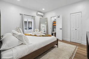 1 bedroom, iron/ironing board, travel cot, bed sheets