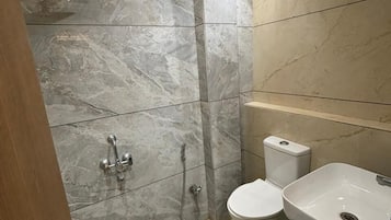 Shower, slippers, towels