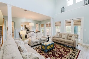 DVD player, books, stereo