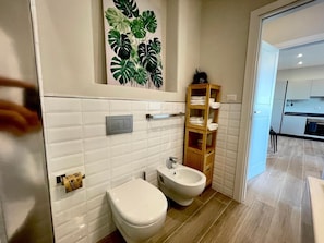 Dusche, Haartrockner, Bidet, Handtücher