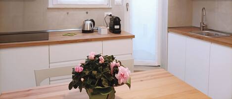 Kjøleskap, mikrobølgeovn, kokeplater og oppvaskmaskin